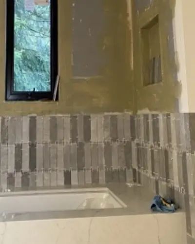 Euston bathroom, before photo: before during and after bathroom renovation by Burlington Tile