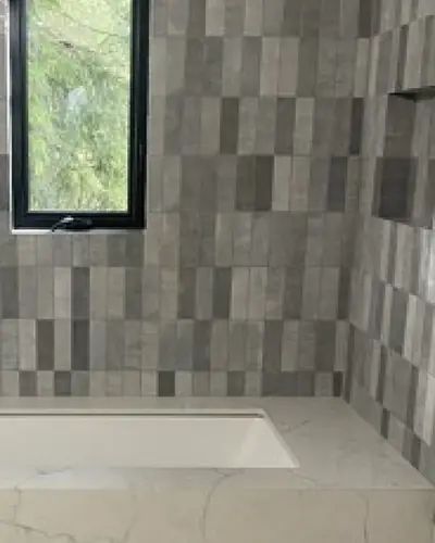 Euston bathroom, during photo: before during and after bathroom renovation by Burlington Tile