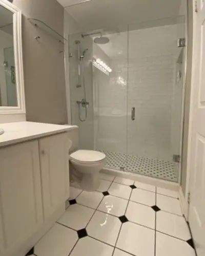 Waters Edge shower, after photo: before during and after bathroom renovation by Burlington Tile